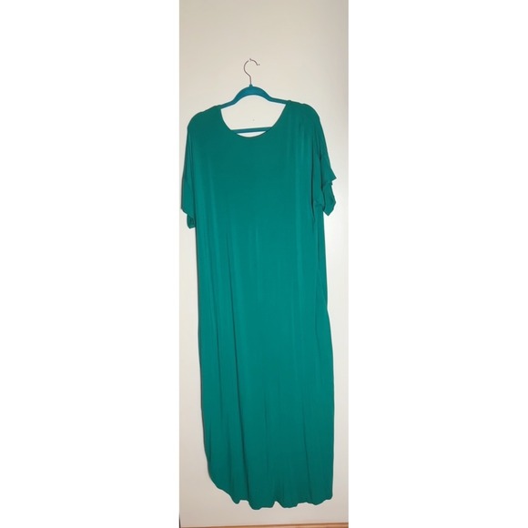 LIVD Womens Green Maxi Dress Short Sleeve V Neck High Low Casual Comfy - Picture 2 of 12